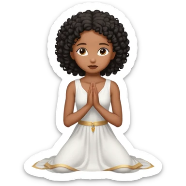 Black girl praying on knees black curls sticker