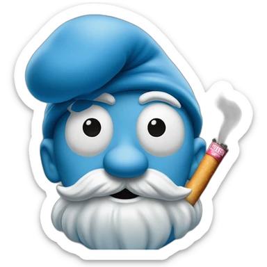 unhealthy looking papa smurf with ciggy sticker