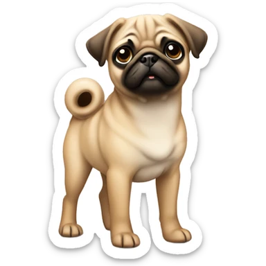 Fawn pug puppy standing sticker