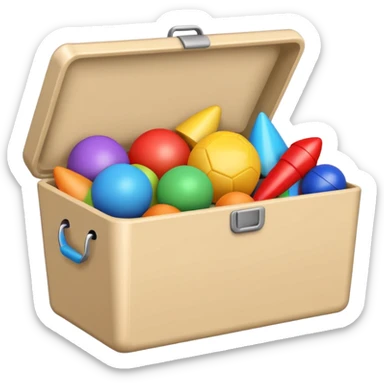 Beige toy box full of toys sticker
