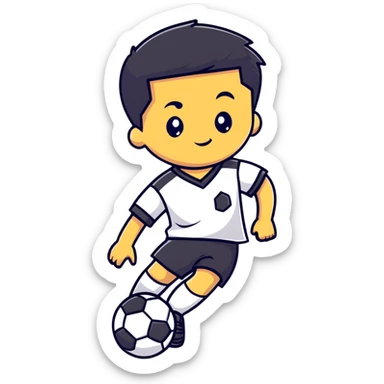 kid soccer player with ball sticker
