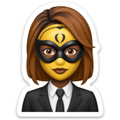black woman in suit and mask sticker