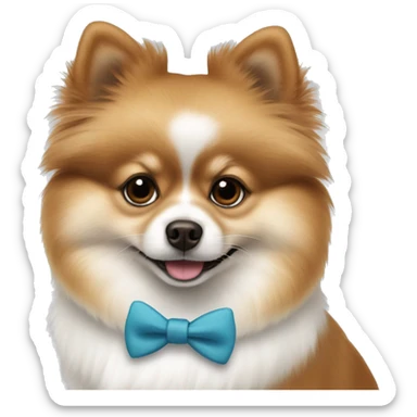 White and brown Pomeranian with bowtie  sticker