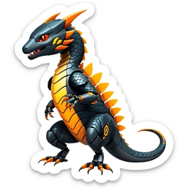 Modern Futuristic Scaly Cyber-Salandit-Litten-Hybrid (Full body) sticker