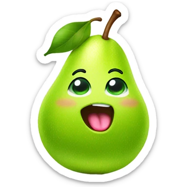 Shiny Green Cute pear with tongue sticker