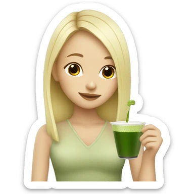 blonde girl drinking matcha  sticker