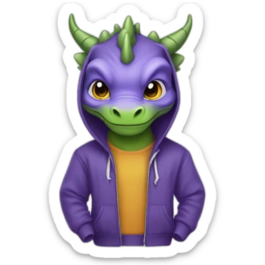 The dragon is dressed in a hoodie sticker