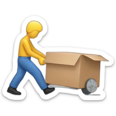 someone dragging an open box sticker