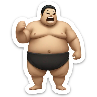 Sumo wrestler singing into microphone sticker
