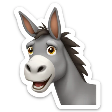 a donkey with a scared expression and making an L with his hand sticker