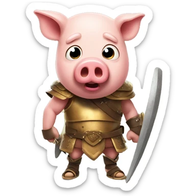 surprised pig gladiator sticker