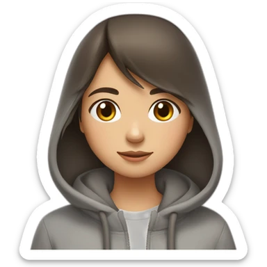 Fille Brune avec un sweat-capuche Totoro sticker