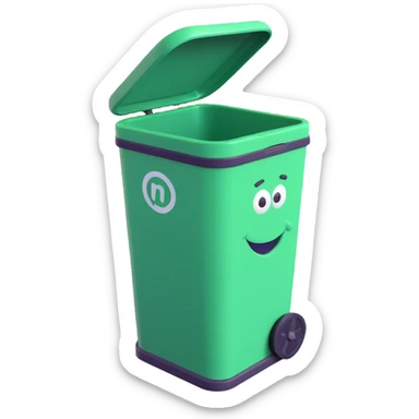 Draw a Pixar-style trash can. The view angle should be 70 degrees. Do not use the face, eye, and mouth. sticker