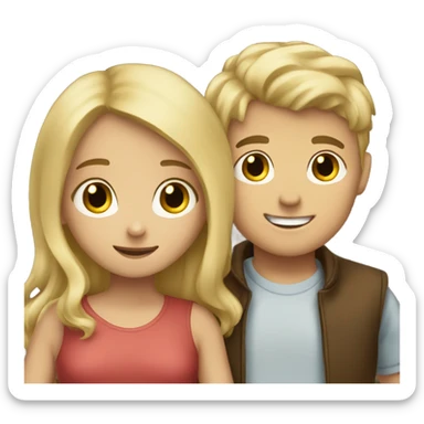 blonde haired girl and brown haired boy hugging sticker