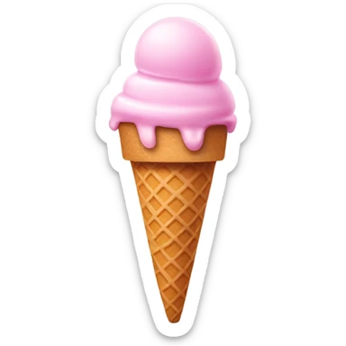 Pink cartoon ice cream cone 3 scoops  sticker