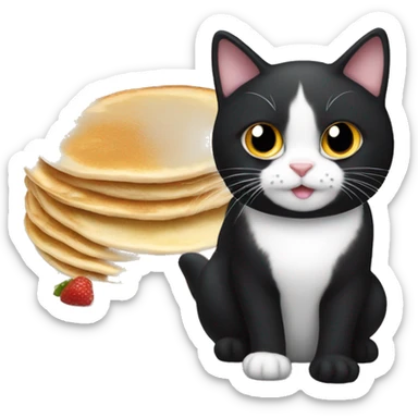 A tuxedo cat like the one in my pictures eating pancakes sticker