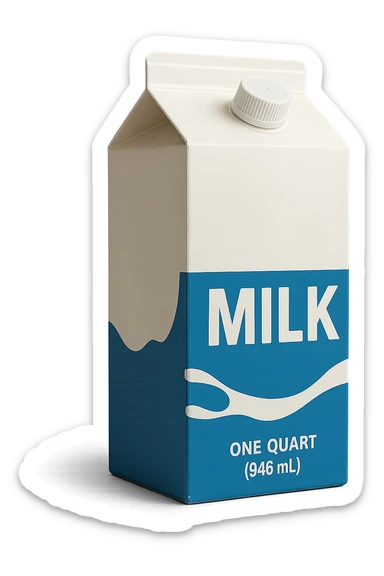 scatola di latte realistica, iperrealistico 4k sticker