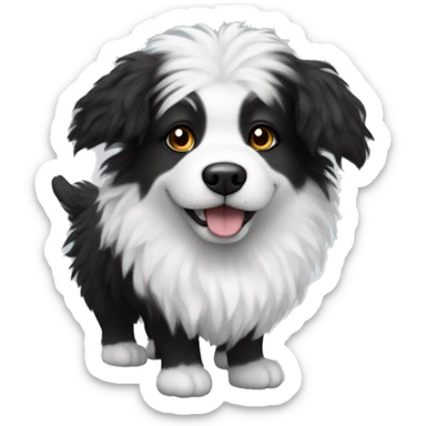black and white moodle dog fluffy sticker