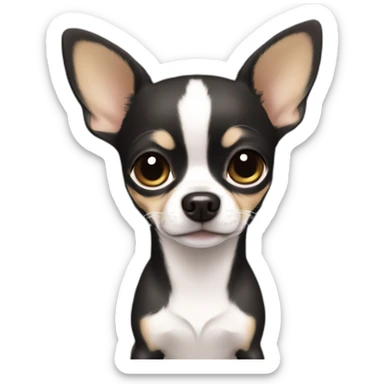 girly chihuahua color caqui with a white line in her head and her pupil is full black and white sticker