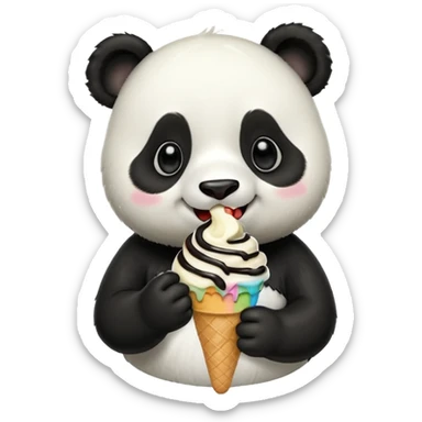 Panda eating ice cream sticker