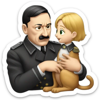 adolf hitler petting a cat sticker