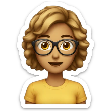 Chica pelo corto y marrón con gafas sticker