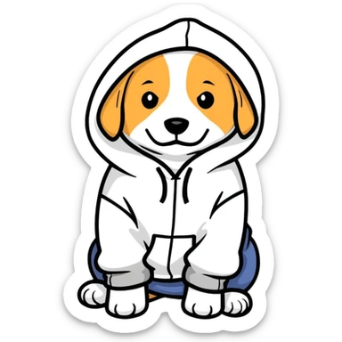 Dog wearing a hoodie  sticker
