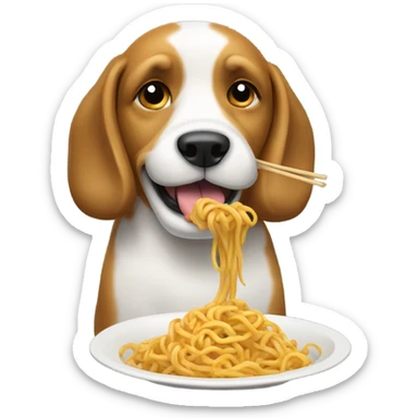 dog eating a noodle on a beach in romania  sticker