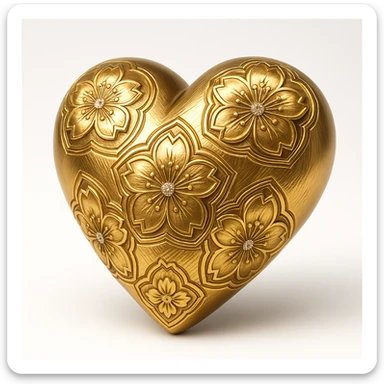 heart with sakura and silver accents sticker