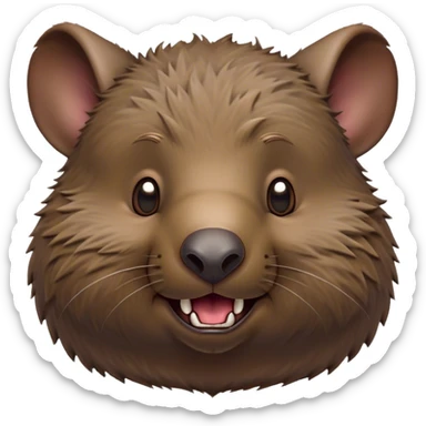 Cinematic Comical Wombat Portrait Emoji, Head tilted dramatically with an exaggeratedly amused expression, featuring a striking, glossy shaggy brown fur with bold textures and wide, expressive eyes filled with playful disbelief, Simplified yet hilariously expressive features, highly detailed, glowing with a slightly sassy glow, high shine, dramatic yet playful, stylized with an air of cheeky bush mischief, bright and endearing, soft glowing outline, capturing the essence of a spirited and over‐the‐top wombat, so meme‐worthy it feels like it could snort its way into internet fame instantly! sticker