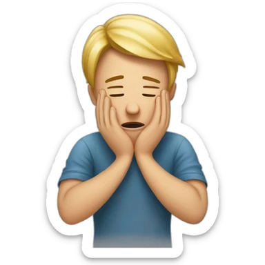Realistic emoji of a stressed person with hands holding their head.  Don't let it be a generic emoji sticker