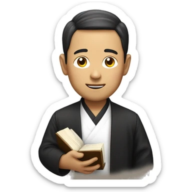 An asian preacher holding a bible sticker