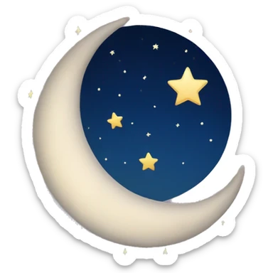 Crescent moon with stars around it  sticker