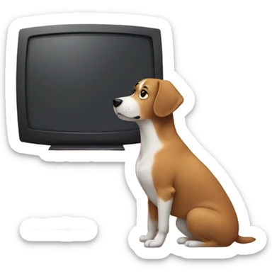 Dog watching tv sticker
