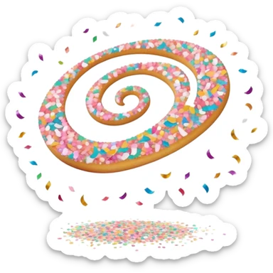 Cinematic Realistic Sparkles & Sprinkles, a delicate swirl of tiny, multicolored sugar confetti and edible glitter, scattered across a smooth reflective surface, each speck glinting under soft ambient light, glowing vibrantly with a dreamy and magical charm. sticker