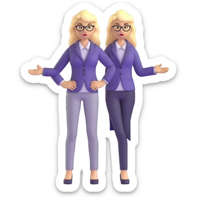 furious blonde teacher full body no glasses, long blonde hair sticker