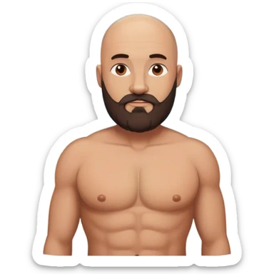 bald heavyset white man with dark brown beard beach shirtless intimate sfw sticker