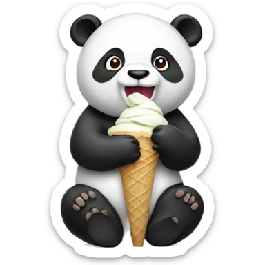 Panda eating ice cream sticker