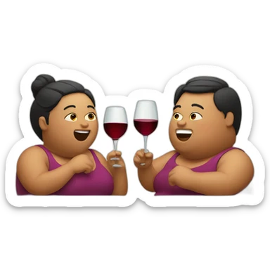 overweight couple drinking wine sticker