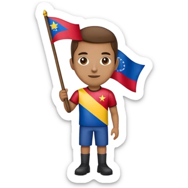 A person with a flag of Venezuela in his hand  sticker