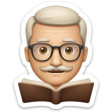 Emoji with reading glasses and a mustache smirking  sticker