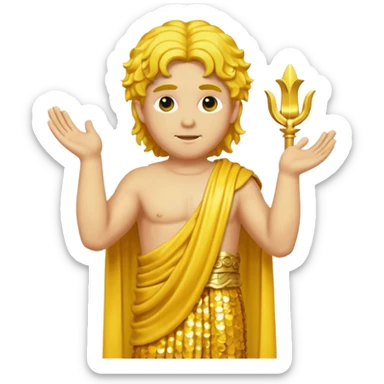 Apollo from Roman Deities with long yellow wavy hair, yellow sequin toga sticker