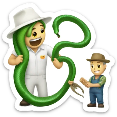 green cobra Snake bite a farmer  sticker