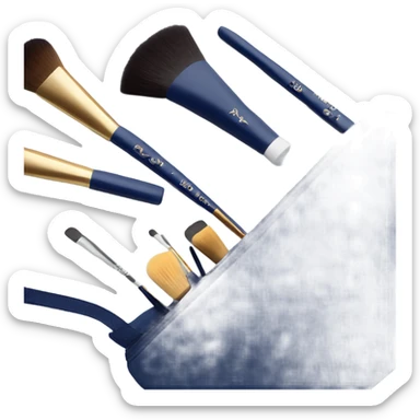 A Makeup bag with Brushes in the color navy blue sticker