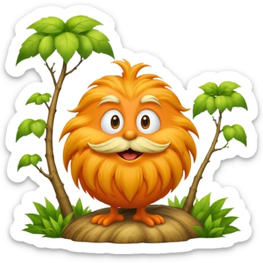 orange lorax character with yellow mustache who speaks for the trees sticker