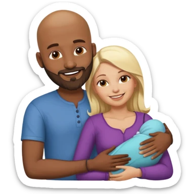 Naked bald Indian man with a beard spooning naked blonde woman sticker