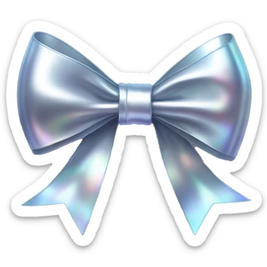 Realistic isolated silver holographic bow. sticker
