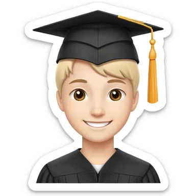 teen wearing graduation cap, smiling sticker