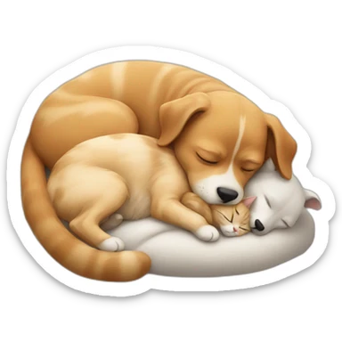 Cat and dog sleeping  sticker