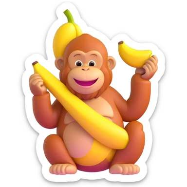 orangutan with banana, smiling sticker